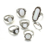 Antique Silver Color Rings Set - Kevous