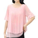 Short Sleeve O-Neck Blouse - Kevous