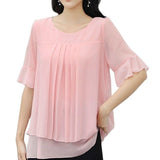 Short Sleeve O-Neck Blouse - Kevous