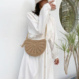 Bohemian Tassel Straw Rattan Weave Handbag - Kevous