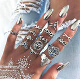 Silver Color Boho Rings Set - Kevous