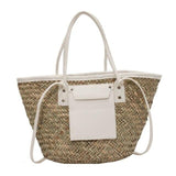 Bohemia Leather Splicing Rattan Bag - Kevous