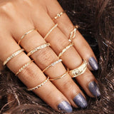 Gold Color Crystal Star Moon Rings - Kevous