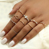 Gold Color Crystal Star Moon Rings - Kevous