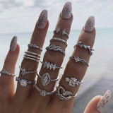 Gold & Silver Color Boho Moon Rings Set - Kevous