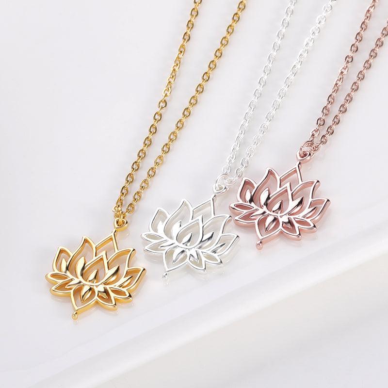 Boho Lotus Flower Pendant Necklace - Kevous