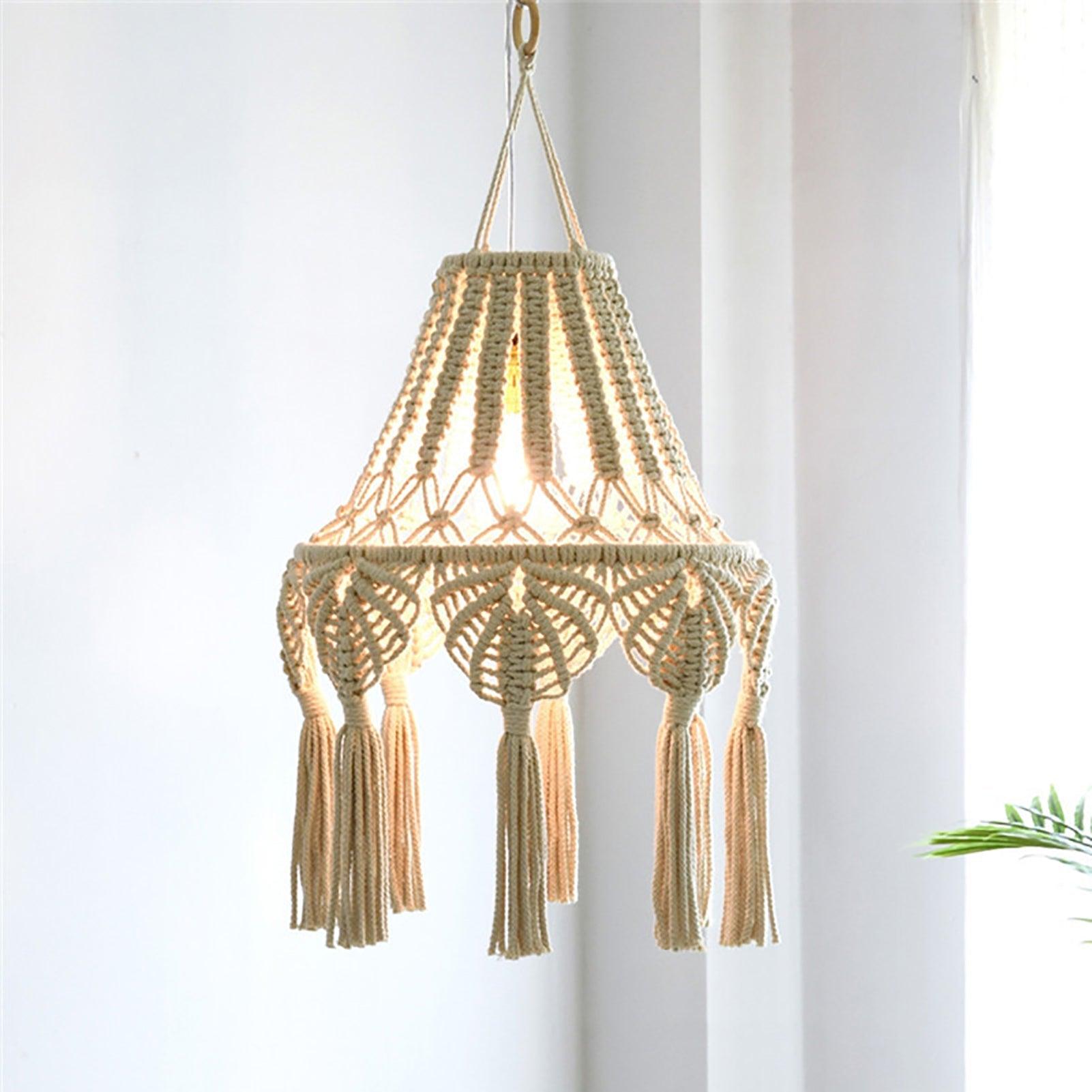 Handmade Bohemian Macrame Pendant Light - Kevous