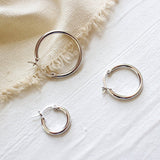 Sterling Silver Earrings - Simple Round Hoops