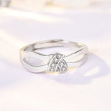 Sterling Silver Love Knot CZ Promise Ring - Adjustable