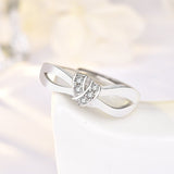 Sterling Silver Love Knot CZ Promise Ring - Adjustable