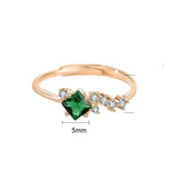 Sterling Silver Ring - Emerald Green CZ w/ Asymmetrical Accent Stones - Adjustable