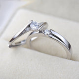 Sterling Silver Round CZ Couple's Promise Rings - Adjustable