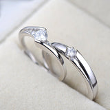 Sterling Silver Round CZ Couple's Promise Rings - Adjustable