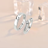 Sterling Silver Round Micro-Set CZ Couple's Promise Rings - Adjustable