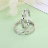 Sterling Silver Round Micro-Set CZ Couple's Promise Rings - Adjustable