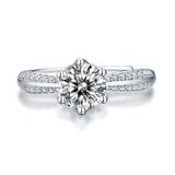 Sterling Silver Round Moissanite Bridesmaid Ring - Adjustable (w/ GRA Certificate)