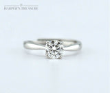 Sterling Silver Round Moissanite Reverse-Tapered Solitaire Promise Ring - Adjustable (w/ GRA Certificate)