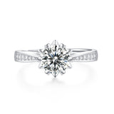 Sterling Silver Round Moissanite Reverse-Tapered Solitaire Snowflake Ring - Adjustable (w/ GRA Certificate)