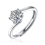 Sterling Silver Round Moissanite Solitaire Anniversary Ring - Adjustable (w/ GRA Certificate)