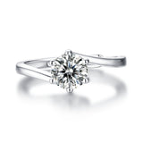 Sterling Silver Round Moissanite Solitaire Anniversary Ring - Adjustable (w/ GRA Certificate)