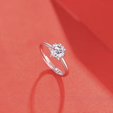 Sterling Silver Round Moissanite Solitaire Snowflake Ring - Adjustable (w/ GRA Certificate)