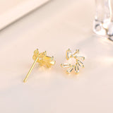 Sterling Silver Stud Earrings - Beautiful Flowers CZ