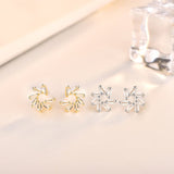 Sterling Silver Stud Earrings - Beautiful Flowers CZ