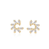 Sterling Silver Stud Earrings - Beautiful Flowers CZ