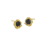 Sterling SIlver Stud Earrings - Black CZ Flower Bud