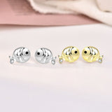 Sterling Silver Stud Earrings - Cute Fish w/ CZ Accents