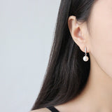 Sterling Silver Stud Earrings - CZ Accents w/ Shell Pearl Dangling