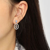 Sterling Silver Stud Earrings - CZ w/ Dangling Tulips