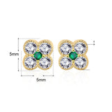 Sterling Silver Stud Earrings - Four-Leaf Clover w/ Emerald Green CZ