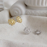 Sterling Silver Stud Earrings - Mini Sunflower