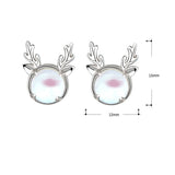 Sterling Silver Stud Earrings -  Moonstone Elk/Deer