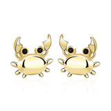 Sterling Silver Stud Earrings - Ocean Crabs w/ Black CZ