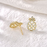Sterling Silver Stud Earrings - Pineapple with CZ