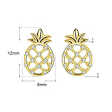 Sterling Silver Stud Earrings - Pineapple with CZ