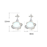 Sterling Silver Stud Earrings - Planet with Stars CZ