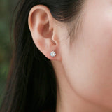 Sterling Silver Stud Earrings - Round Moissanite (w/ GRA Certificate)