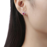 Sterling Silver Stud Earrings - Round Pink Moissanite 8mm (w/ GRA Certificate)