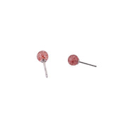 Sterling Silver Stud Earrings - Round Strawberry Quartz (Synthetic)
