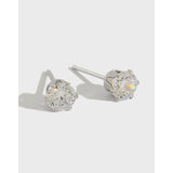 Sterling Silver Stud Earrings - Simple Round CZ (3mm-6mm)