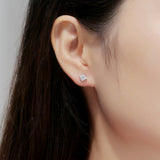 Sterling Silver Stud Earrings - Square Moissanite (w/ GRA Certificate)