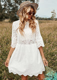 White Casual Boho Mini Dress Eleanor