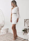 White Lace Crochet Boho Mini Dress Amy